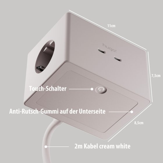 hugo! ONE Steckdosenwürfel mit USB C 20W PD cream white - Anwendungsbild