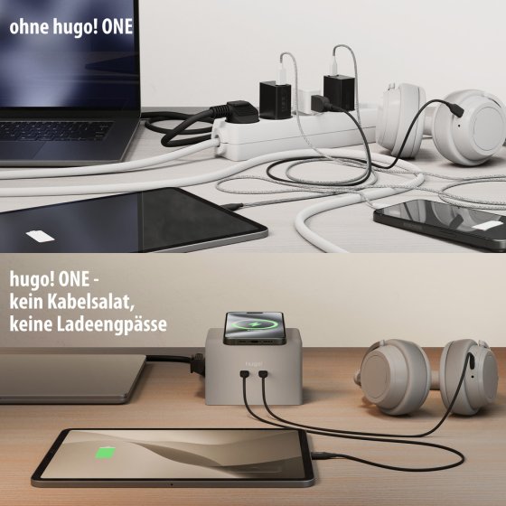 hugo! ONE Steckdosenwürfel mit USB C 20W PD cream white - Anwendungsbild