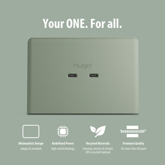 hugo! ONE Steckdosenwürfel mit USB C 20W PD mint green - Anwendungsbild