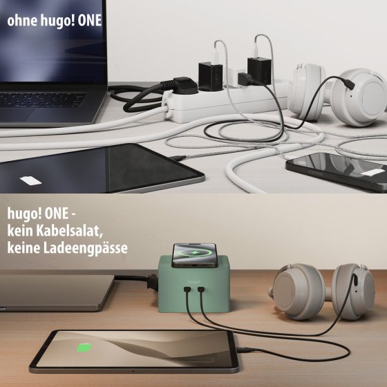 hugo! ONE Steckdosenwürfel mit USB C 20W PD mint green - Anwendungsbild