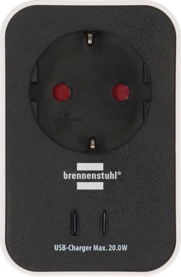 brennenstuhl&reg;Connect WiFi Steckdosenadapter WA 3600 PD01, 2x USB C, wei&szlig;/schwarz - Produktansicht