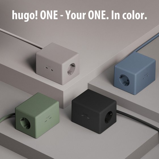 hugo! ONE Steckdosenwürfel mit USB C 20W PD ice blue - Anwendungsbild
