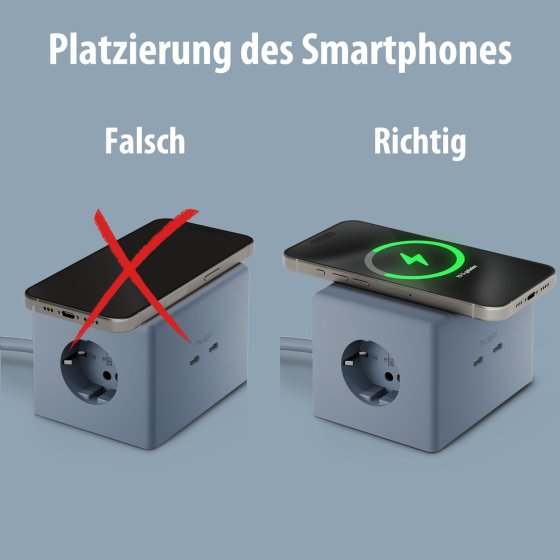 hugo! ONE Steckdosenwürfel mit USB C 20W PD ice blue - Anwendungsbild