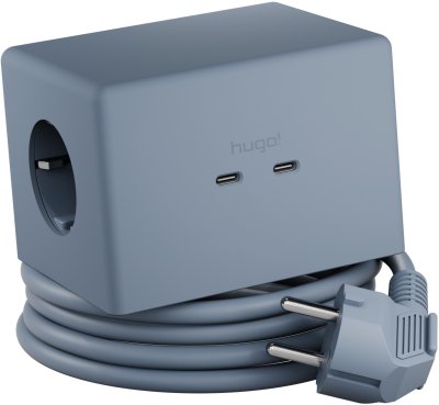 hugo! ONE Steckdosenwürfel mit USB C 20W PD ice blue