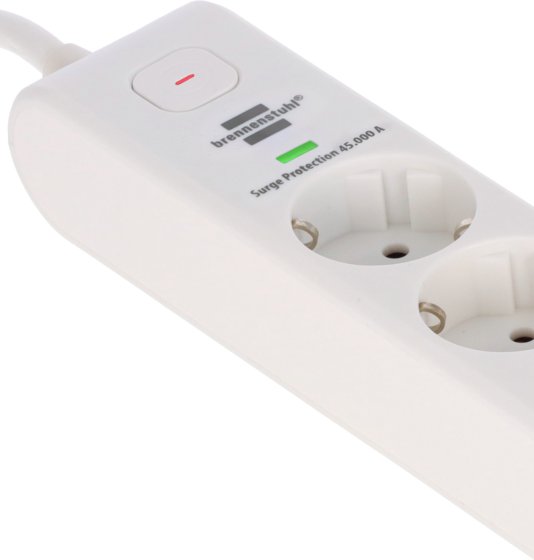 &Uuml;berspannungsschutz-Steckdosenleiste 6-fach 45.000 A mit 2x USB C PD 36W, 1x USB A 36W, 2m H05VV-F 3G1,5 schwarz - Produktansicht