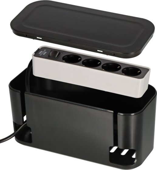 Kabelbox für Steckdosenleisten schwarz - Produktansicht