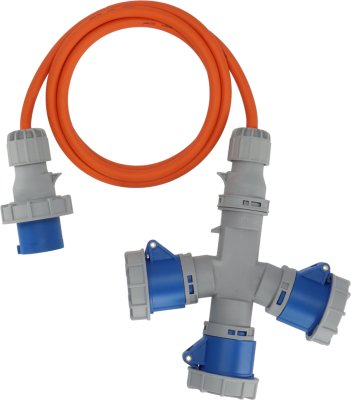CEE Verl&auml;ngerungskabel IP67, 2m orange H07RN-F3G2.5, 3x CEE 230V Kupplung