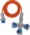 CEE Verl&auml;ngerungskabel IP67, 2m orange H07RN-F3G2.5, 3x CEE 230V Kupplung - Produktbild