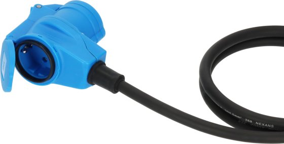 Camping CEE Adapterleitung IP44 1,5m schwarz H07RN-F 3G2,5 CEE-Stecker, Winkelkupplung 230V/16A - Produktansicht
