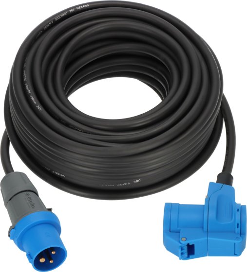 Camping CEE Verl&auml;ngerungskabel IP44 25m schwarz H07RN-F 3G2,5 CEE-Stecker, Winkelkupplung 230V/16A - Produktbild