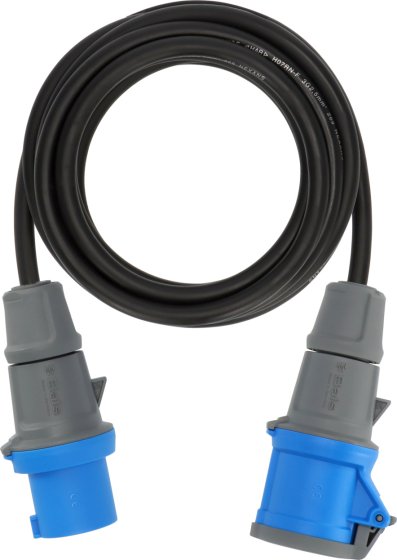 Camping CEE Verl&auml;ngerungskabel IP44 5m H07RN-F 3G2,5 schwarz CEE 230V/16A Stecker und Kupplung - Produktansicht