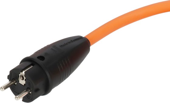 Camping Adapterkabel IP44 1,5m orange H07RN-F 3G2,5 Schutzkontakt-Stecker, Winkelkupplung CEE 230V/16A - Produktansicht
