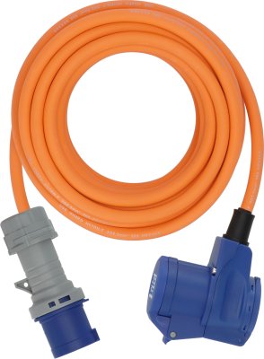Camping CEE Verl&auml;ngerungskabel IP44 10m orange H07RN-F 3G2,5 CEE-Stecker, Winkelkupplung 230V/16A