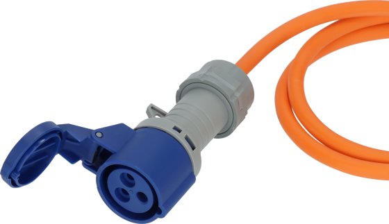 Camping CEE Verl&auml;ngerungskabel IP44 10m H07RN-F 3G2,5 orange CEE 230V/16A Stecker und Kupplung - Produktansicht