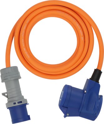 Camping CEE Verl&auml;ngerungskabel IP44 3m orange H07RN-F 3G2,5 CEE-Stecker, Winkelkupplung 230V/16A